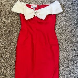 AUTHENTIC 1980s VINTAGE Red Dress AJ Bari Petites Marilyn Monroe. Madonna Vibe